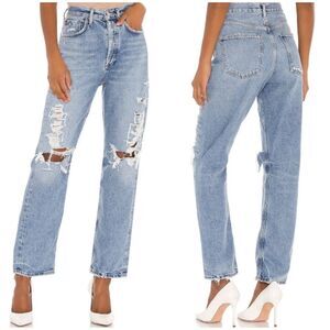 AGOLDE 90's Mid Rise Loose Distressed Jeans in Major Size 24